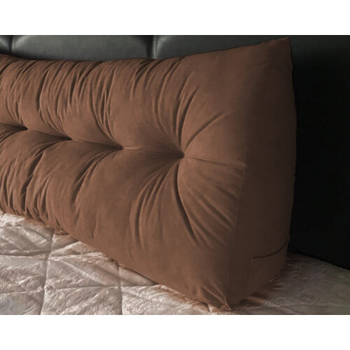 (Brown) Suede Triangular Wedge Headboard Cushion - King Size