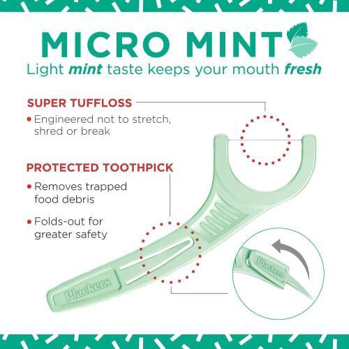 Plackers Micro Mint Dental Floss Picks, 150 Count 2