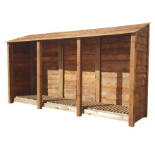 (6ft, Rustic Brown) Wooden Log Store - Standard Roof (L-335cm, H-126cm / 180cm, W-81cm)