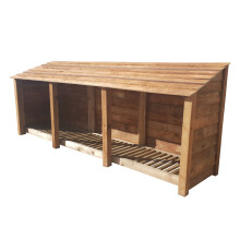 (4ft, Rustic Brown) Wooden Log Store - Standard Roof (L-335cm, H-126cm / 180cm, W-81cm)