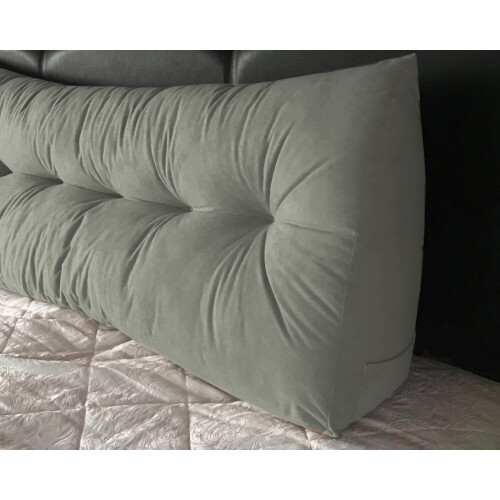(Grey) Suede Triangular Wedge Headboard Cushion - King Size