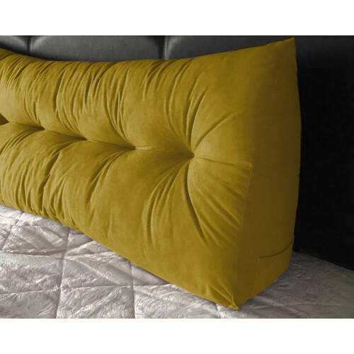 (Mustard) Suede Triangular Wedge Headboard Cushion - King Size