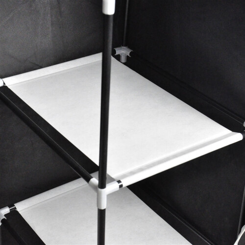 Portable Wardrobe Clothes Rack Storage Organizer with Shelf Grey 1