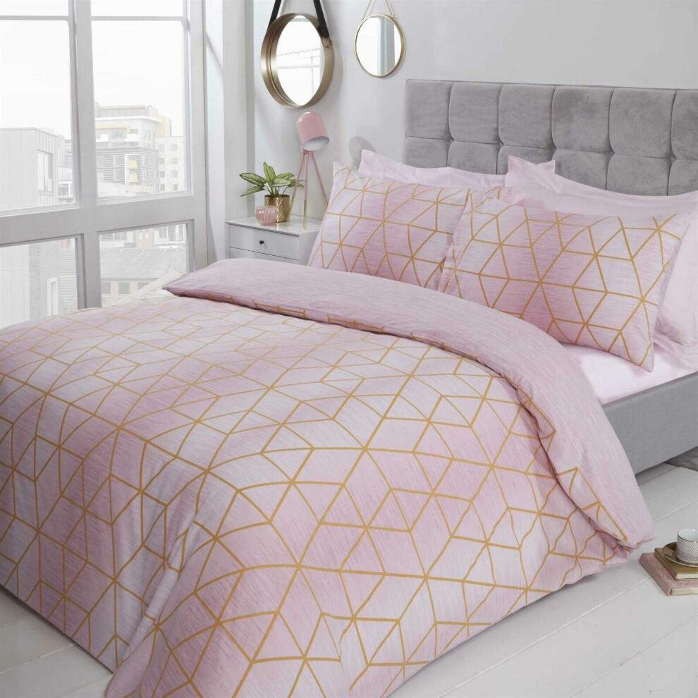 (Single) Calvin Blush Duvet Cover Set Modern Reversible Set
