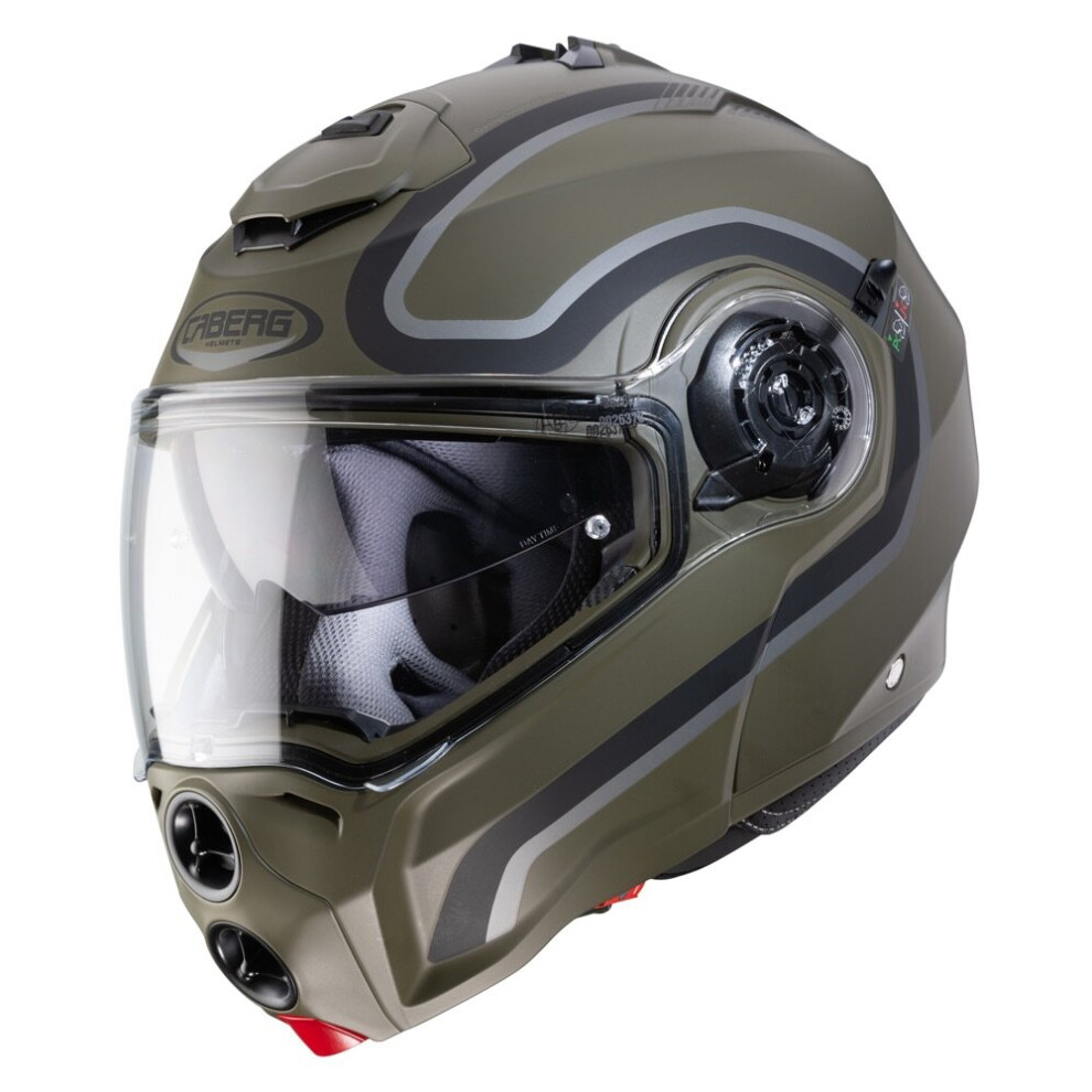 (S) Caberg Droid Pure Full Face Motorcycle Helmet Matt Black/Anthracite Green 8002391069156
