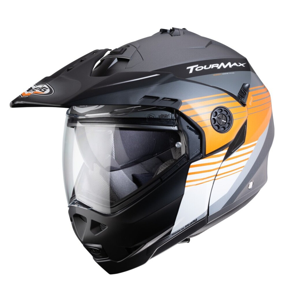 (S) Caberg Tourmax Titan Full Face Motorcycle Helmet Matt Gun/Orange/White Orange 5032173763753