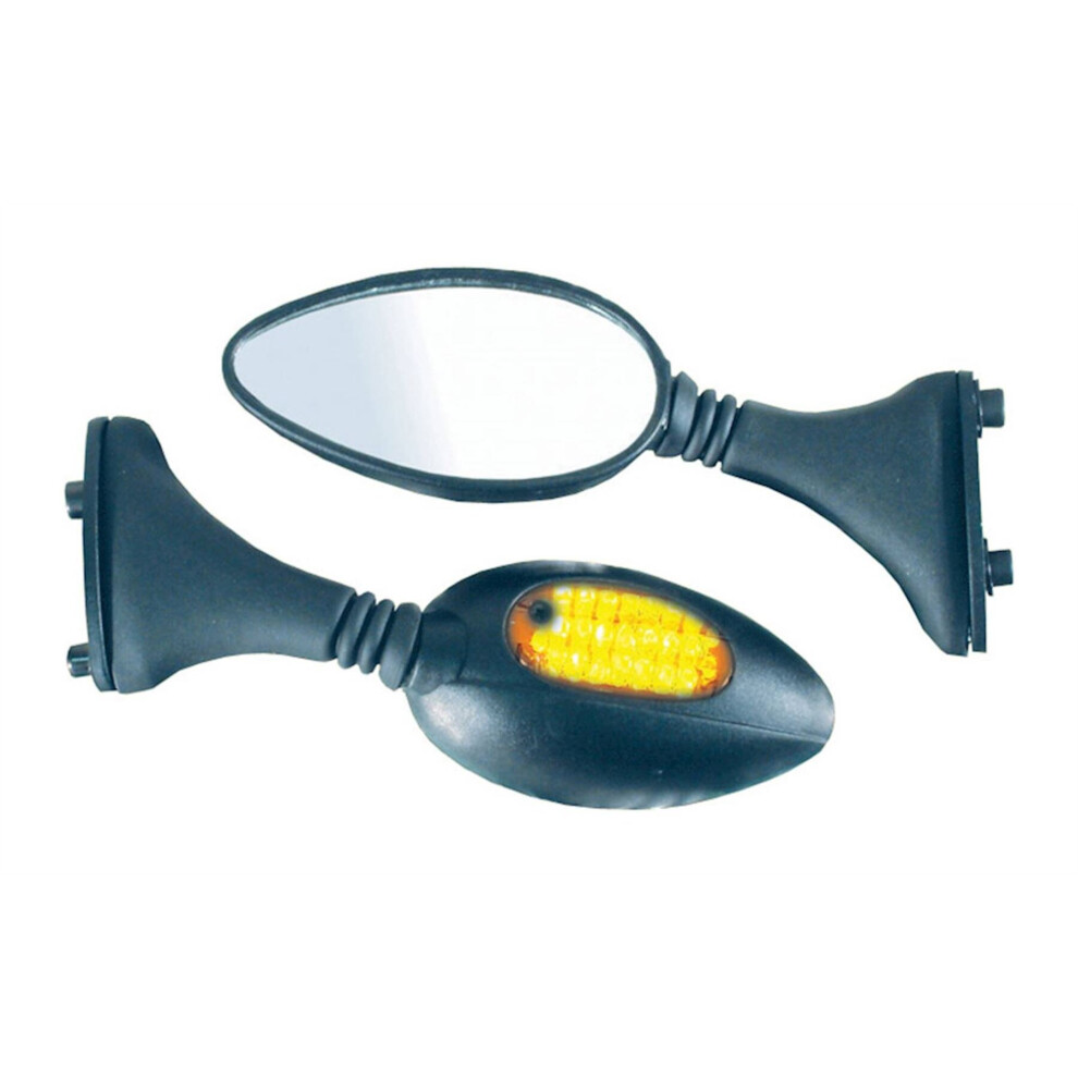 Bike It Universal Fairing Motorcycle Mirrors With Built In Led Indicators Black 5034862240156