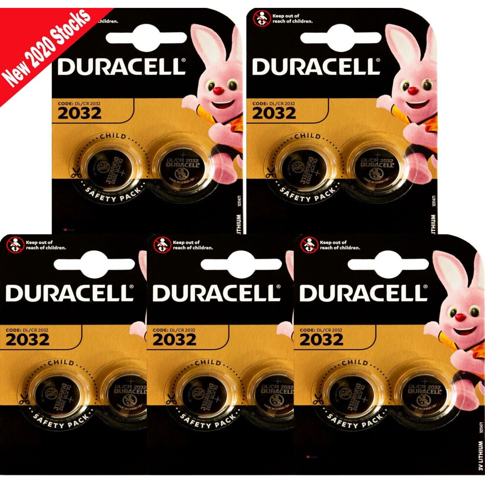 Duracell CR2032 3V Lithium Coin Cell Battery with Baby Secure Technology Pack of 10