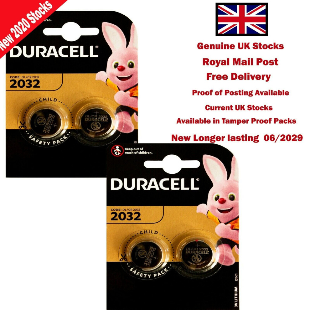 Duracell Coin Cell 3V DL2032/CR/BR2032/CR2032 with Baby Secure Technology Pack of 4