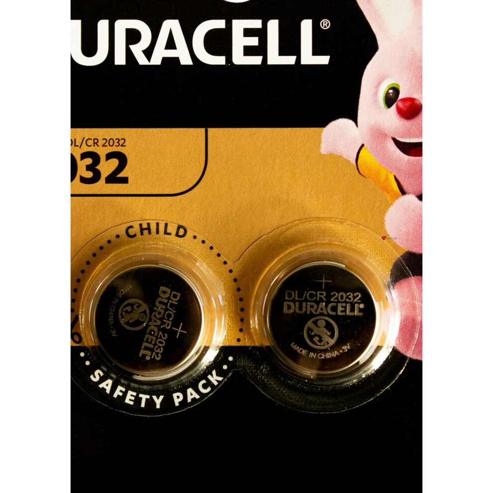 Duracell Battery 2032 3V Lithium Coin Cell DL2032/CR/BR2032 SB-T15 with Baby Secure Technology Pack of 2