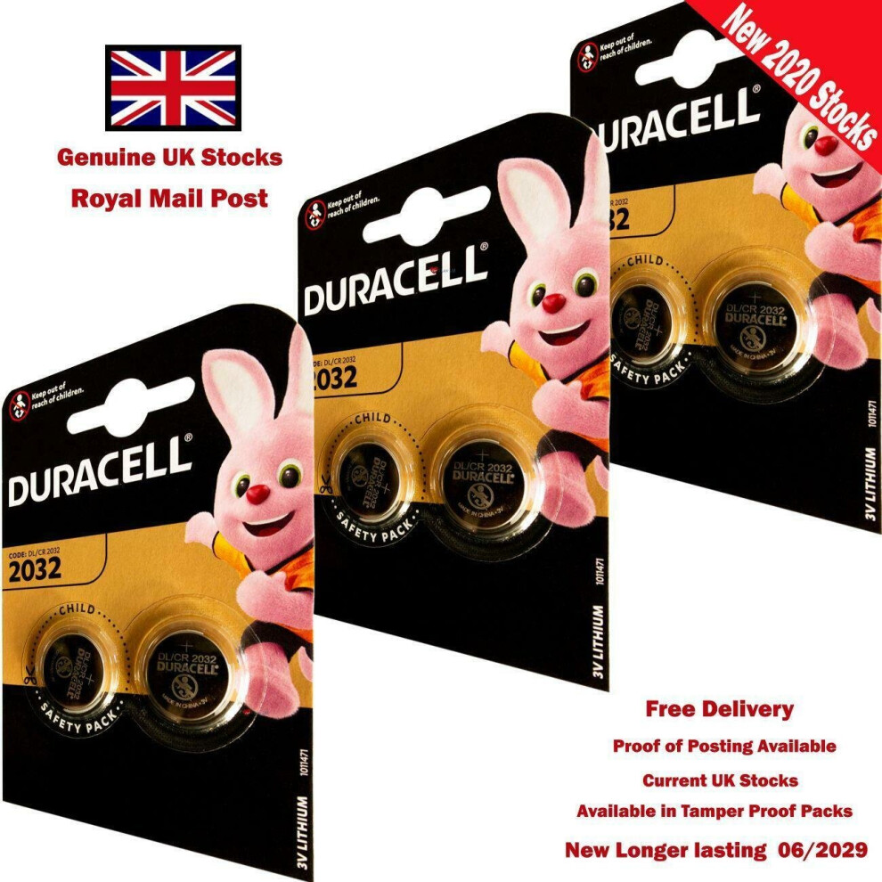 Duracell 3V Coin Cell DL2032/CR/BR2032/CR2032 with Baby Secure Technology Pack of 6