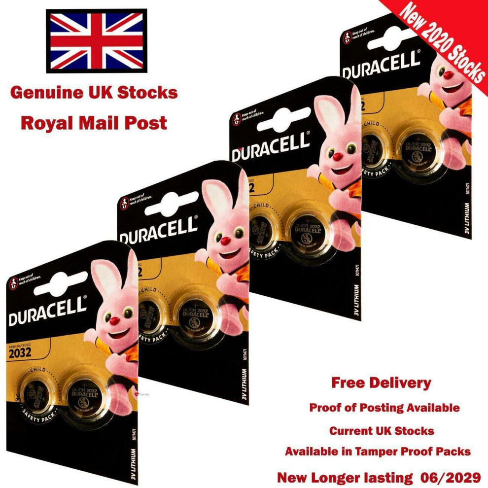 Duracell 3V Coin Cell DL2032/CR/BR2032/CR2032 with Baby Secure Technology Pack of 8