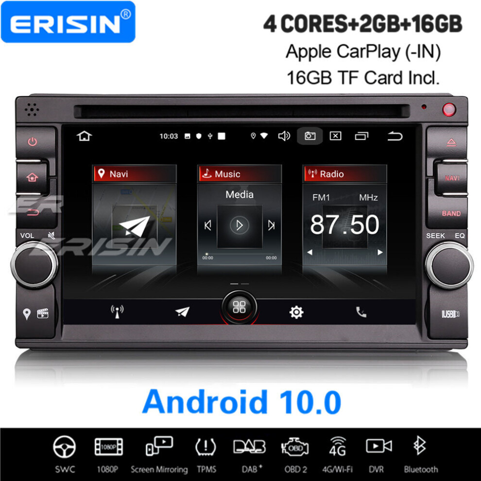 Android 10.0 Universal Car Stereo DAB+ Satnav CarPlay WiFi 3-UI Double 2Din For Nissan