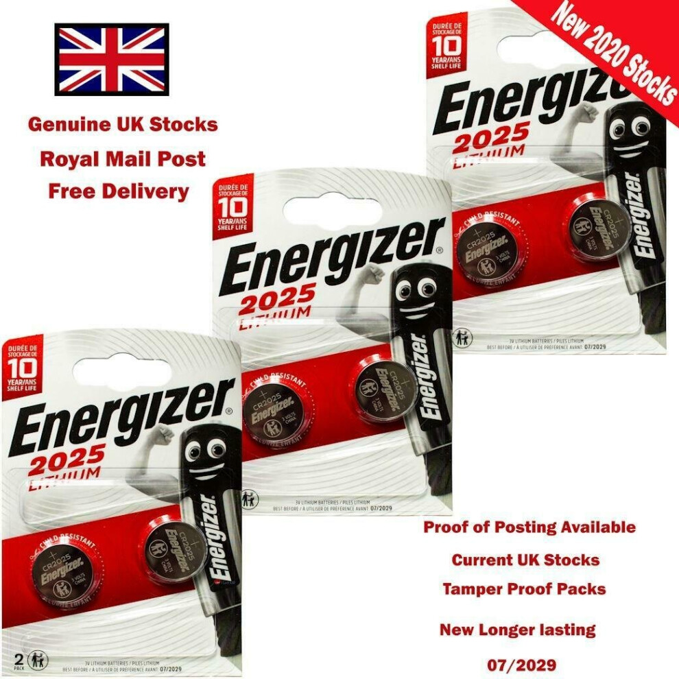 Energizer Cr2025 3V Lithium Coin Cell Battery Dl2025 With Baby Secure Technology Pack Of 6 606682867353
