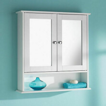 Saxony Bathroom Double-Door Mirror Cabinet with Shelf - Wall-Mounted, 56x13x58 cm, Flat-Pack G-0060