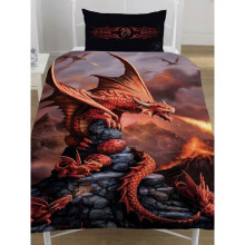 (Single) Anne Stokes Fire Dragon Duvet Cover and Pillowcase Set