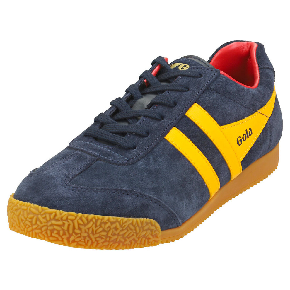 (7) Gola Harrier Womens Classic Trainers in Navy Sun Red