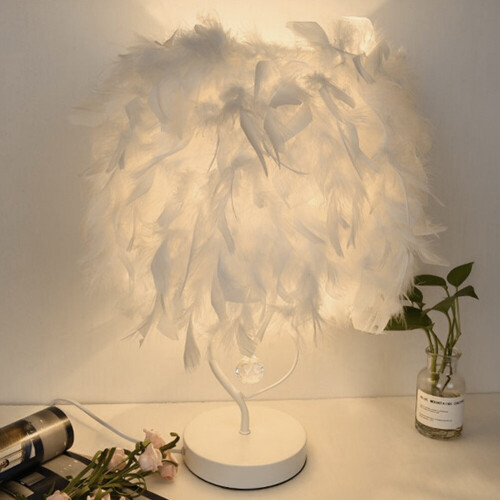 Living And Home Love White Feather Table Lamp Desk Light Bedside Sitting Room 2
