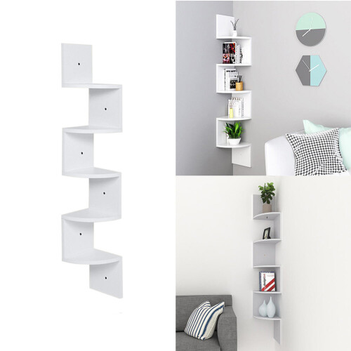 Living And Home (White) Floating Wall Corner Shelves Display Storage Rack 1