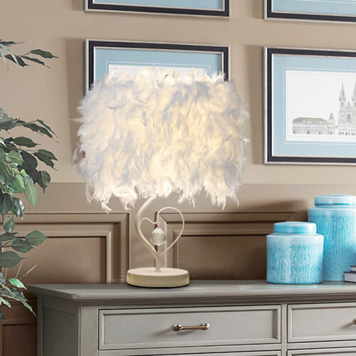 Living And Home Love White Feather Table Lamp Desk Light Bedside Sitting Room 1