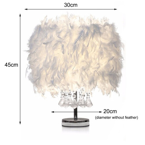 Living And Home Crystal White Feather Table Lamp Desk Light Bedside Sitting Room 2