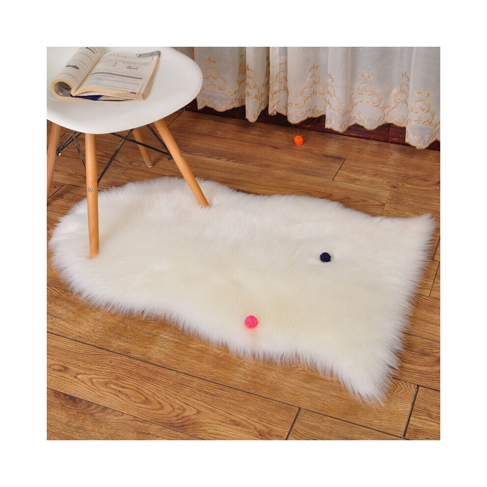 Shaggy Fluff Rug Bedroom Carpet Floor Mat Anti-Skid Living Room Rugs, 60x90CM