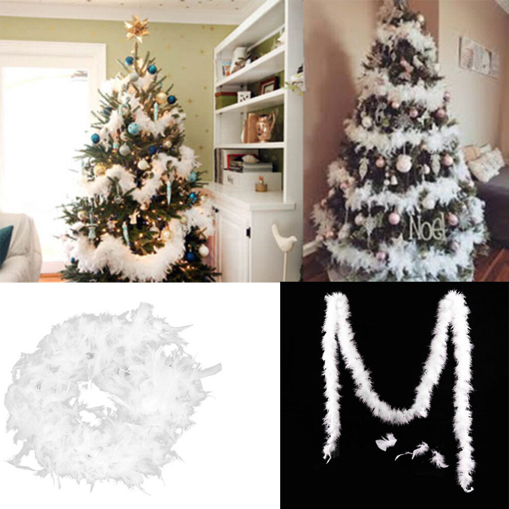 2m White Feather Garland Christmas Tree Party Wedding Boa Ribbon Festival Decor