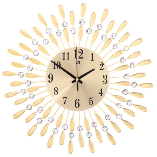 Living And Home (Gold) Large 3D Wall Clock Art Metal Diamond Silent Clock 2