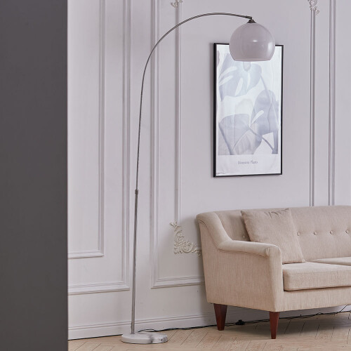 Living And Home (White, 145-220cm) Modern Arched Floor Lamp Reading Light Marble Base 2