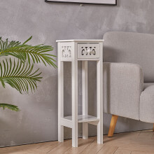 (White) French Style Accent Console Table Wooden Plant Stand with Drawer