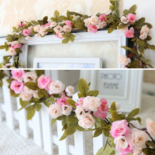 Artificial Rose 42 Heads Flowers Hanging Garland Vine Wreath Decor