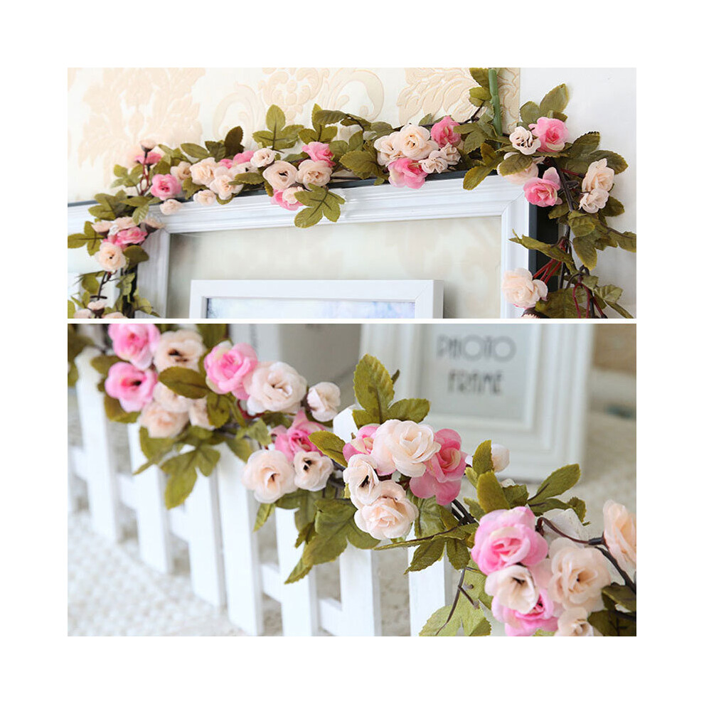 Artificial Rose 42 Heads Flowers Hanging Garland Vine Wreath Decor