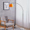 Living And Home (Orange, 145-220cm) Modern Arched Floor Lamp Reading Light Marble Base 1