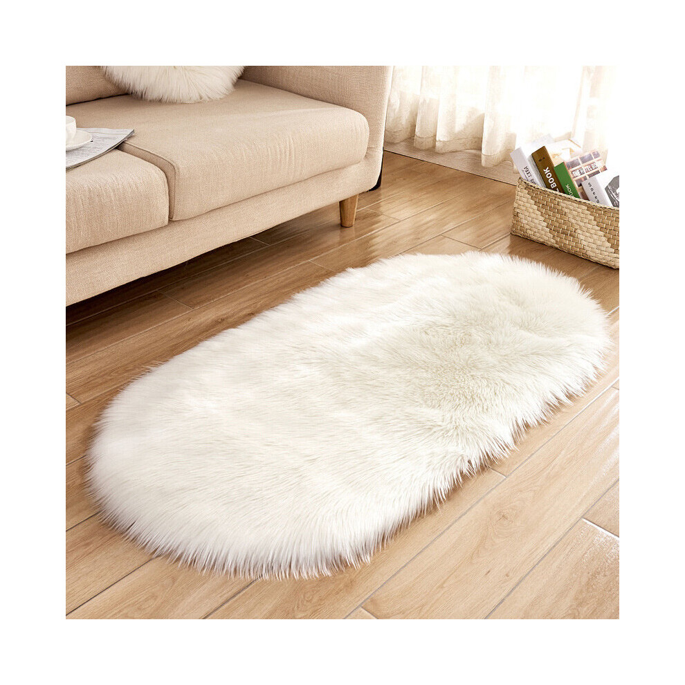 Living And Home (100X180cm) Faux Fur Sheepskin Rug Shaggy Area Rugs Carpet Mat White