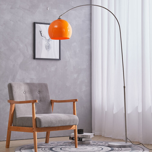 Living And Home (Orange, 130-180cm) Modern Arched Floor Lamp Reading Light Marble Base