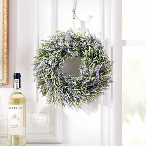 (Purple) Hanging Wreath Artificial Lavender Flower Topiary