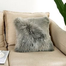 (Grey) Faux Fur Plush Pillow Case Shaggy Cushion Cover
