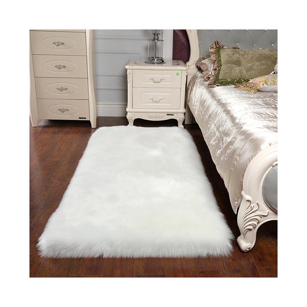 Living And Home (60X120cm) Rectangle Faux Fur Sheepskin Non Slip Fluffy Floor Rugs White
