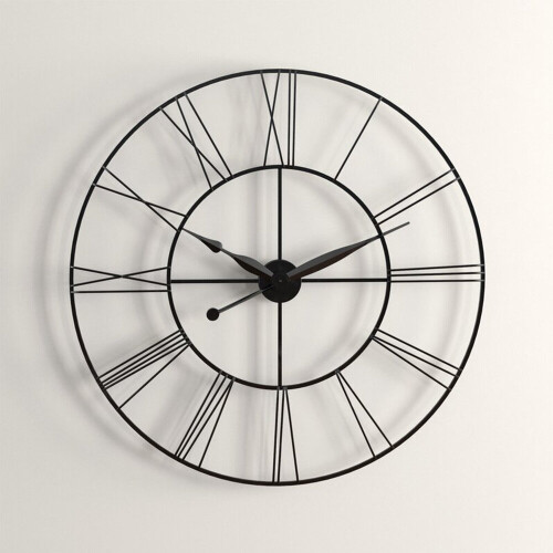 Living And Home 60CM Large Silent Metal Round Wall Clock with Roman Numerals 2