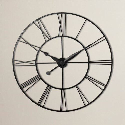 Living And Home 60CM Large Silent Metal Round Wall Clock with Roman Numerals 1
