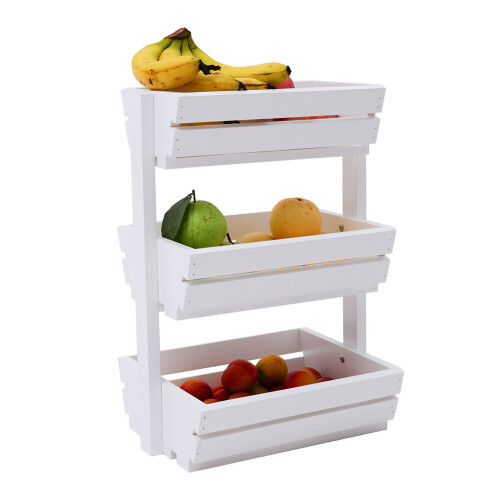 Living And Home (White, 3 Tiers) Vegetable Fruit Rack Kitchen Storage Stand Basket 1