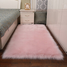 (100x180CM) Rectangle Pink Faux Fur Sheepskin Non Slip Fluffy Floor Rugs