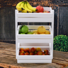 (White, 3 Tiers) Vegetable Fruit Rack Kitchen Storage Stand Basket
