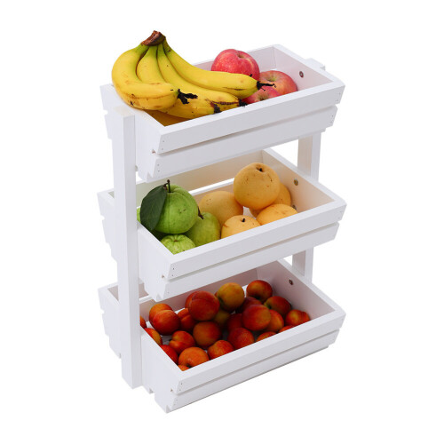 Living And Home (White, 3 Tiers) Vegetable Fruit Rack Kitchen Storage Stand Basket 2