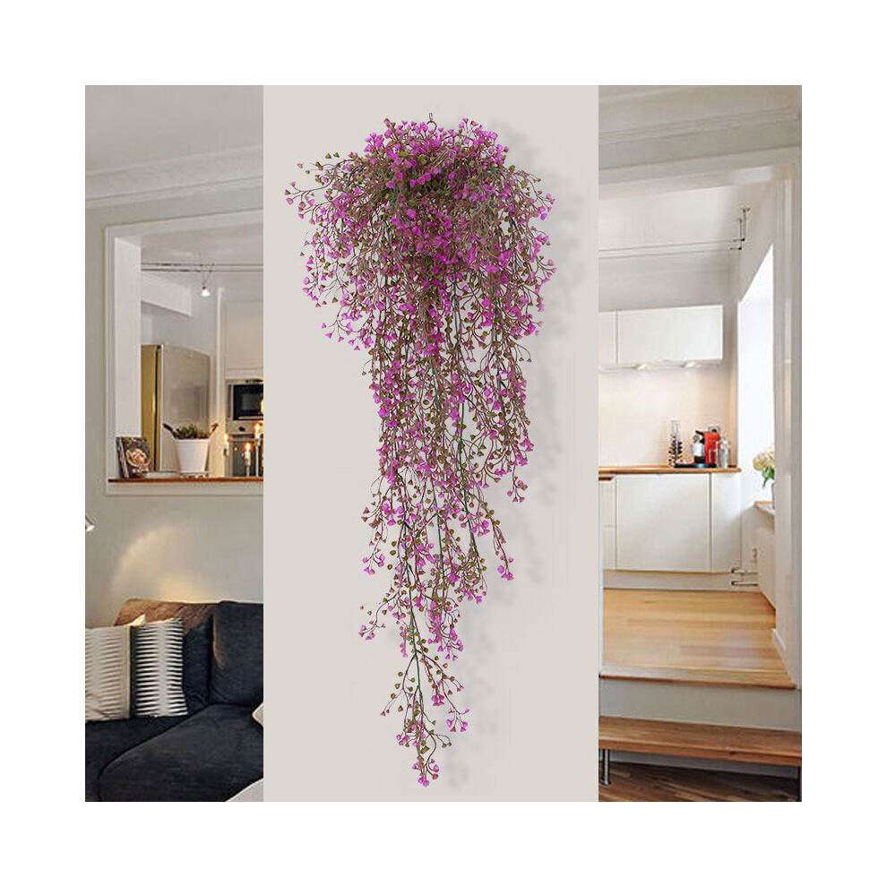Living And Home (Purplish ) Artificial Trailing Ivy Flower Vine Leaf Garland Plants Red