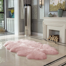 (Pink) 180x110CM Soft Fluffy Fur Non Slip Rug Seat Cushion Floor Mat