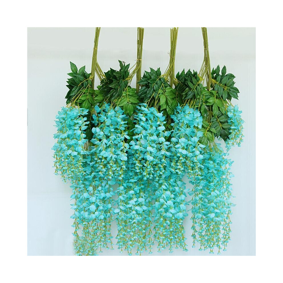 Living And Home () 12Pcs Artificial Silk Fake Flower Vine Garland Wedding Hanging Decoration Blue/Wisteria