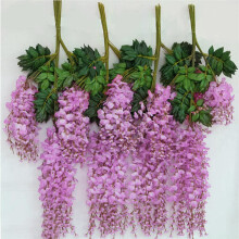 (Magenta) 12Pcs Artificial Silk Wisteria Fake Flower Vine Garland Wedding Hanging Decoration