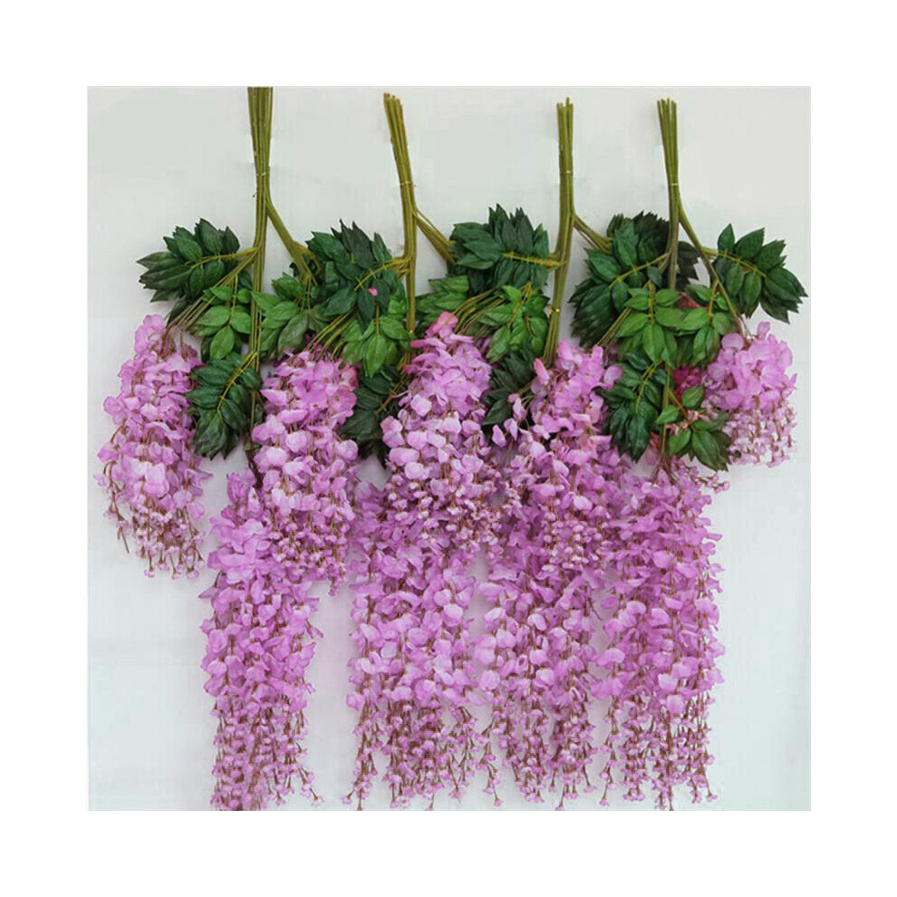 Living And Home () 12Pcs Artificial Silk Fake Flower Vine Garland Wedding Hanging Decoration Magenta/Wisteria