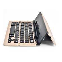 Dreifach faltbare Mini-Bluetooth-Klapptastatur, faltbare Tastatur, kabellose Tastatur, geeignet für Mobiltelefone und Tablets, Gold